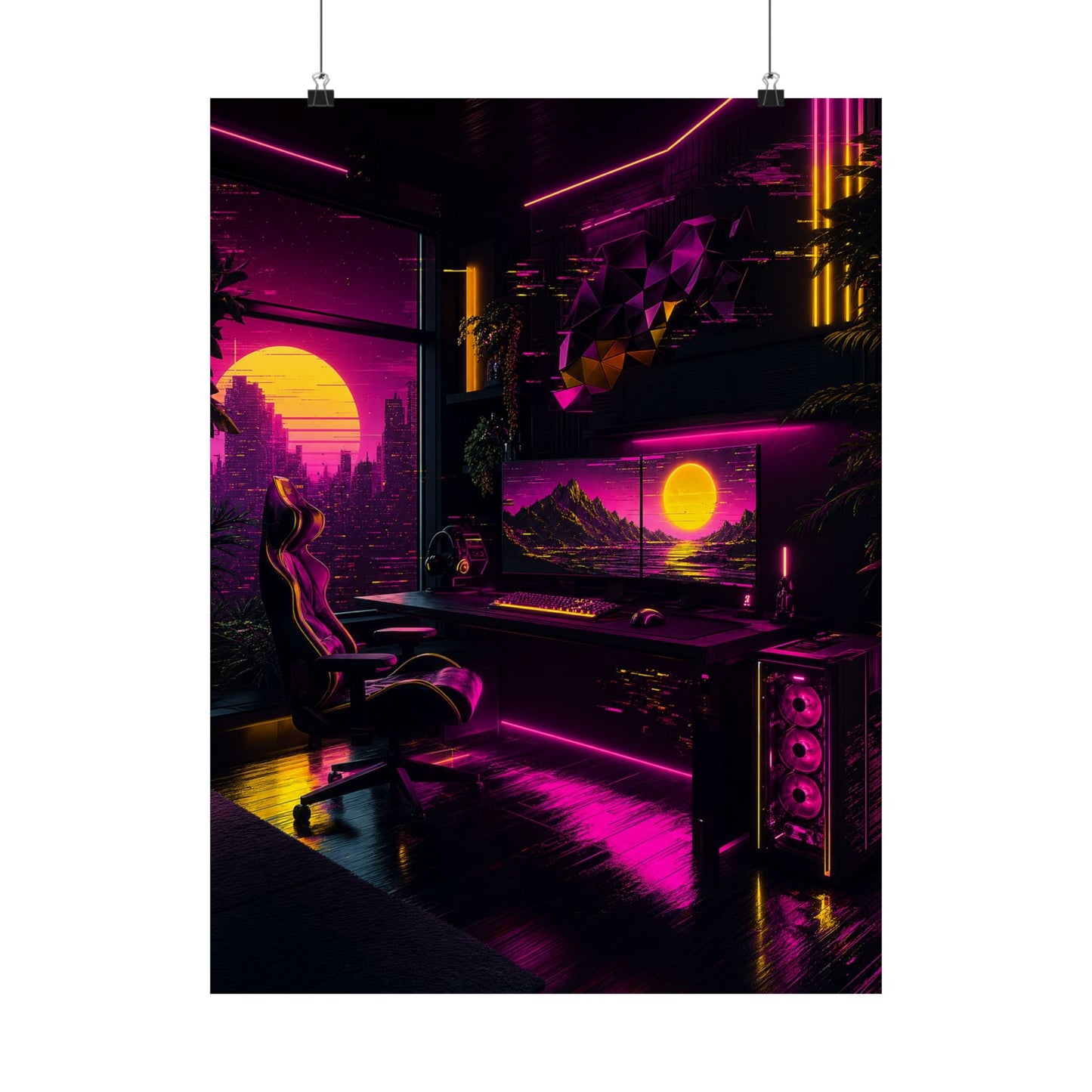 Gaming Setup With Rgb Lights - Gaming Culture Art Print (Matte Poster) - Moikas