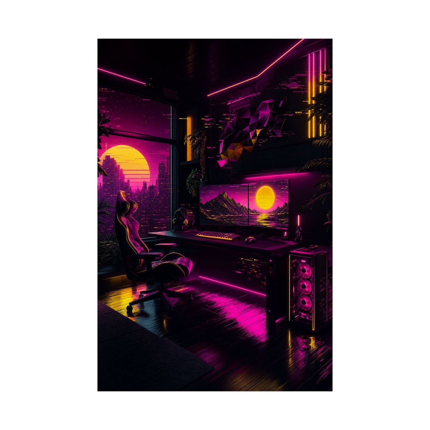 Gaming Setup With Rgb Lights - Gaming Culture Art Print (Matte Poster) - Moikas