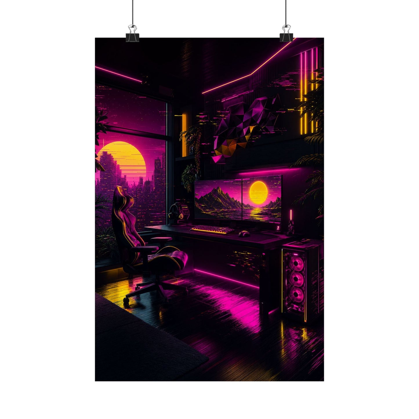 Gaming Setup With Rgb Lights - Gaming Culture Art Print (Matte Poster) - Moikas