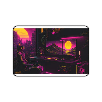 Gaming Setup With Rgb Lights - Gaming Culture Gaming Desk Mat - Moikas