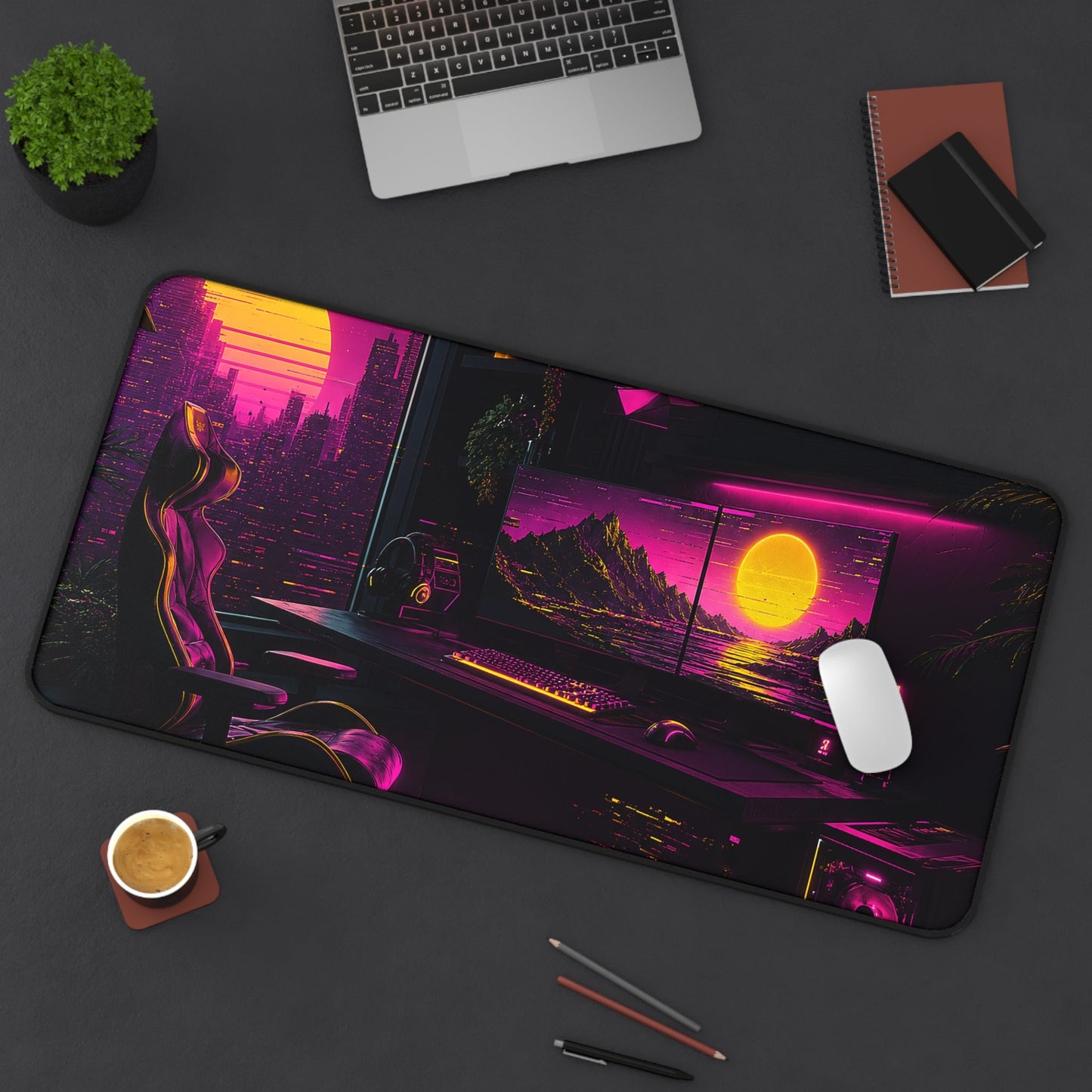 Gaming Setup With Rgb Lights - Gaming Culture Gaming Desk Mat - Moikas
