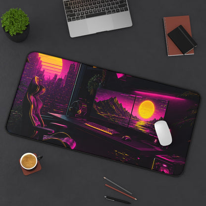 Gaming Setup With Rgb Lights - Gaming Culture Gaming Desk Mat - Moikas
