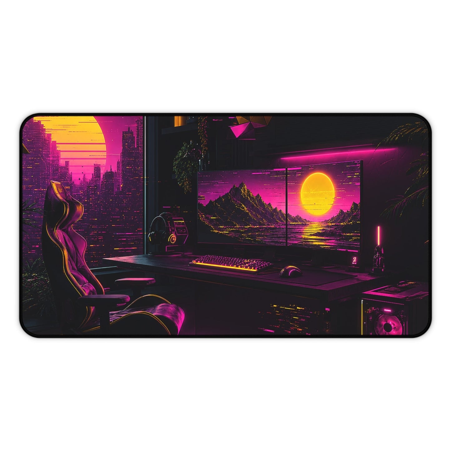 Gaming Setup With Rgb Lights - Gaming Culture Gaming Desk Mat - Moikas