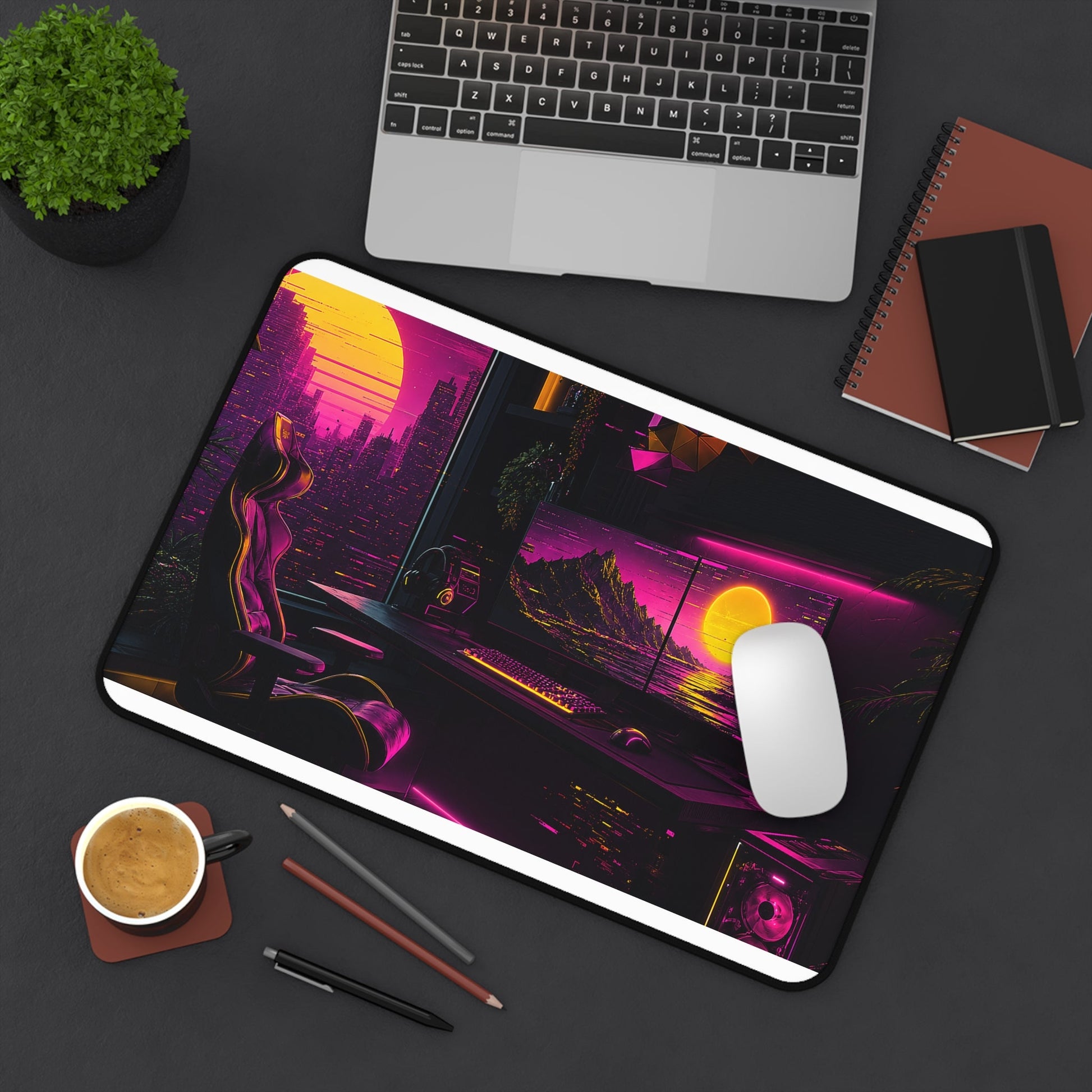 Gaming Setup With Rgb Lights - Gaming Culture Gaming Desk Mat - Moikas