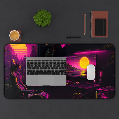 Gaming Setup With Rgb Lights - Gaming Culture Gaming Desk Mat - Moikas