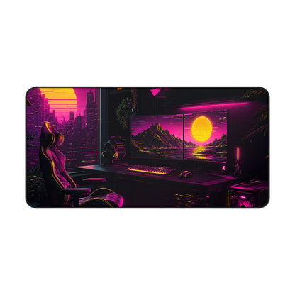 Gaming Setup With Rgb Lights - Gaming Culture Gaming Desk Mat - Moikas