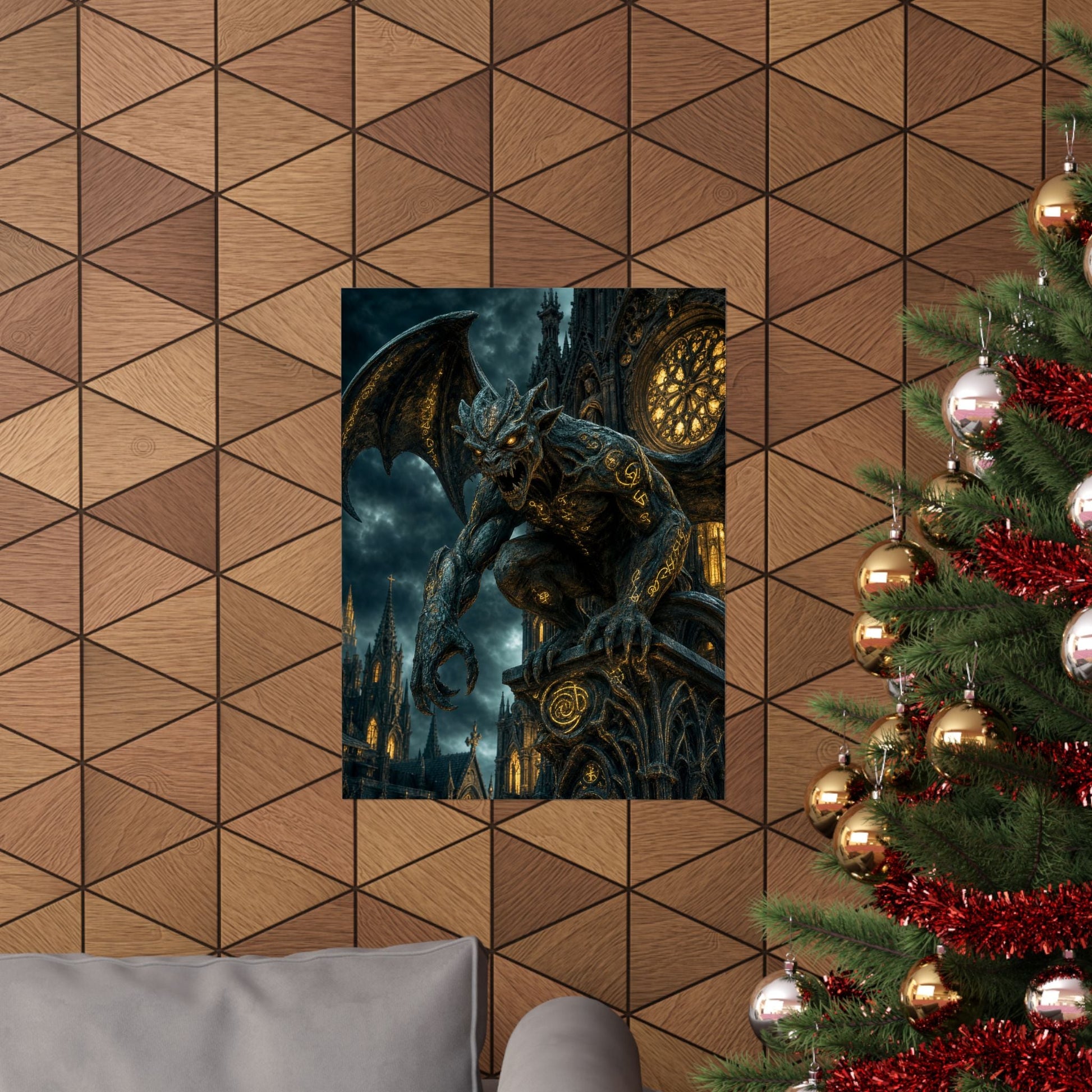 Gargoyle Come To Life On Cathedral - Dark Fantasy Art Print (Matte Poster) - Moikas