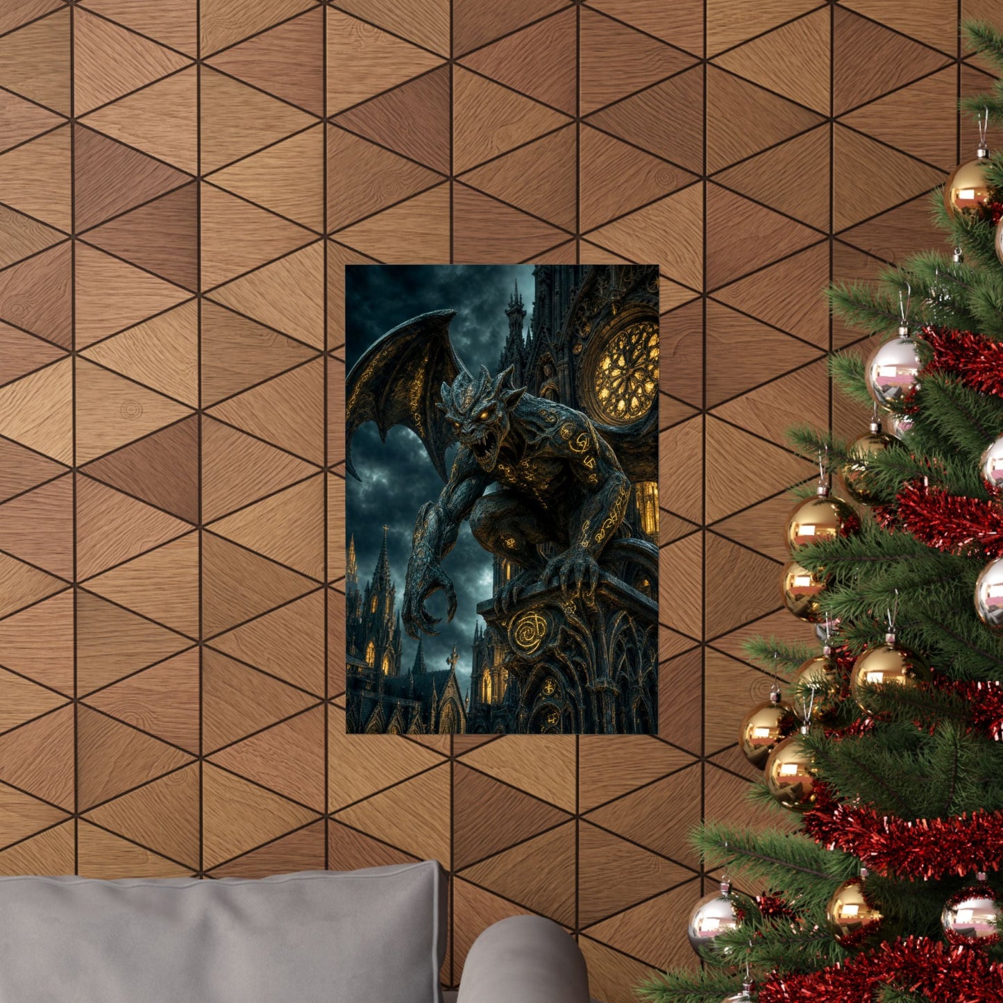 Gargoyle Come To Life On Cathedral - Dark Fantasy Art Print (Matte Poster) - Moikas