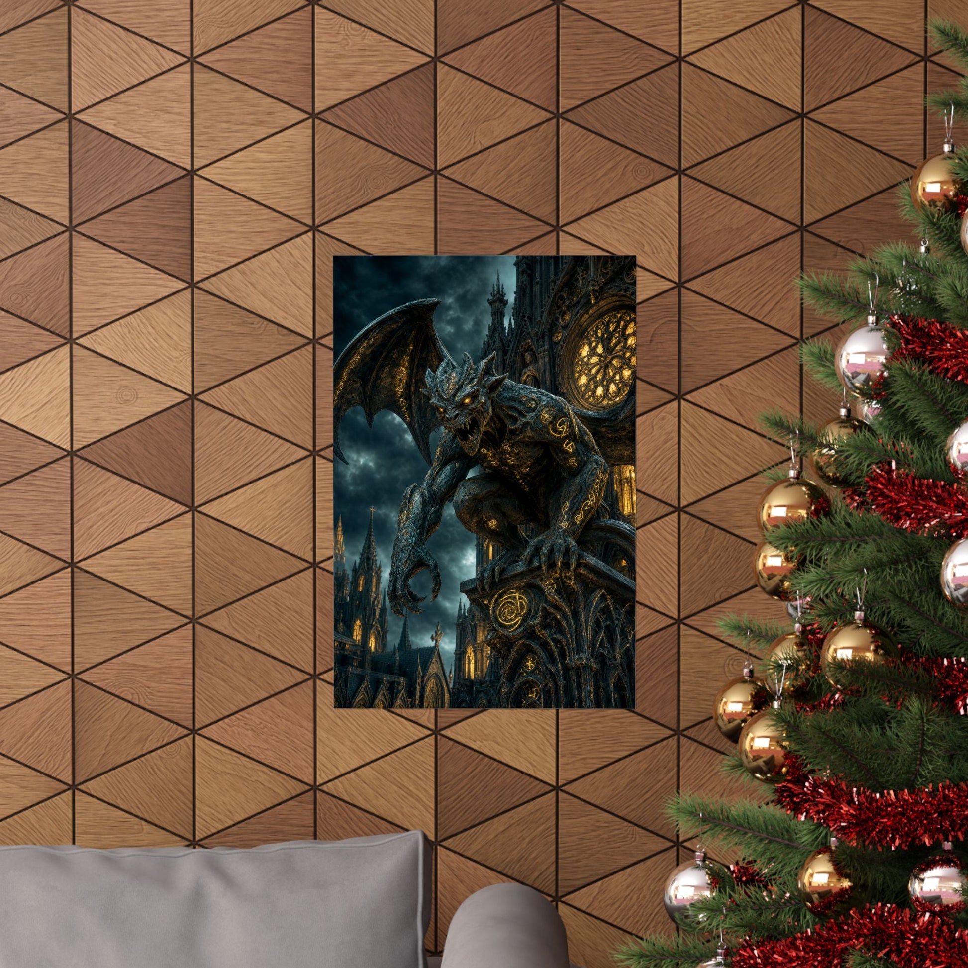Gargoyle Come To Life On Cathedral - Dark Fantasy Art Print (Matte Poster) - Moikas