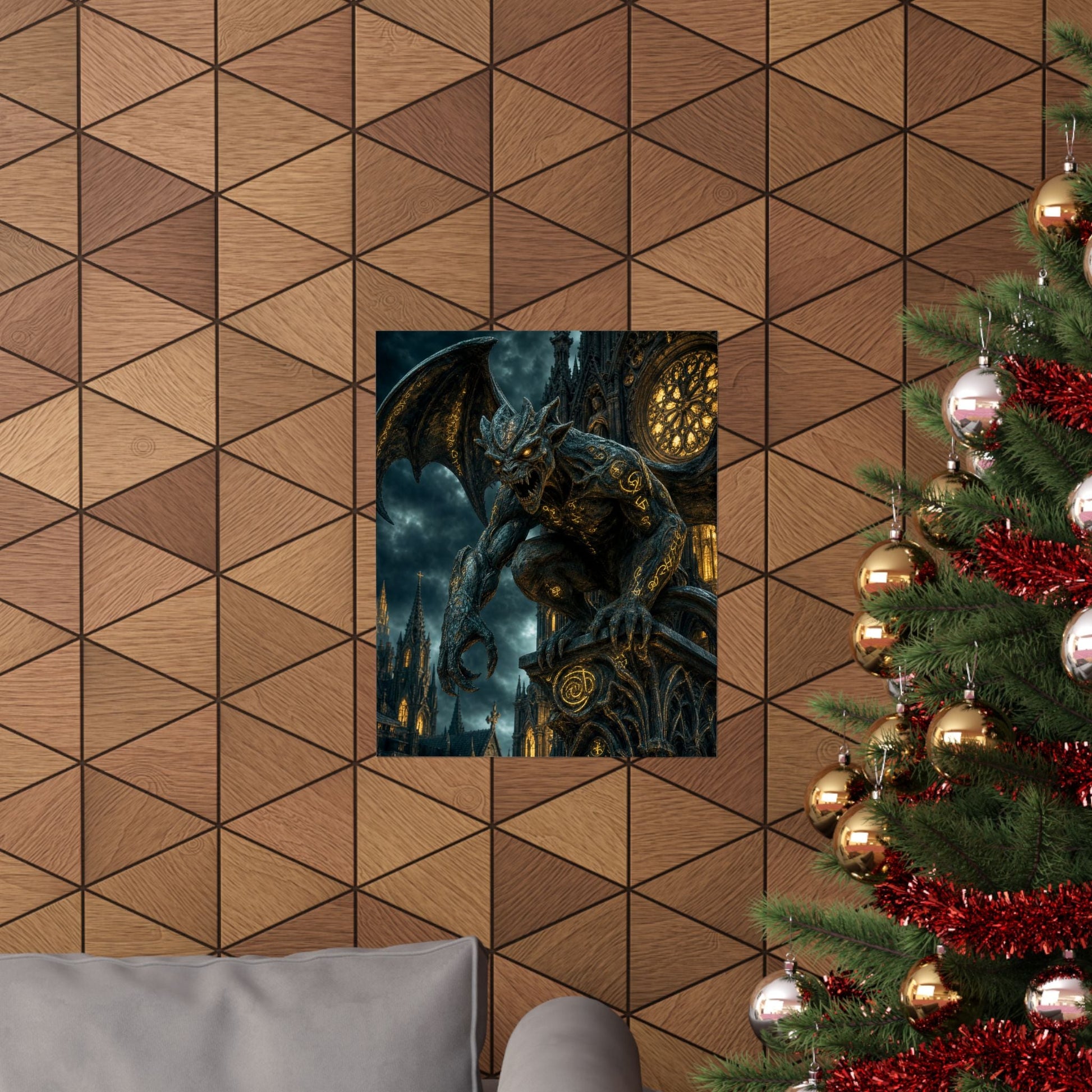 Gargoyle Come To Life On Cathedral - Dark Fantasy Art Print (Matte Poster) - Moikas