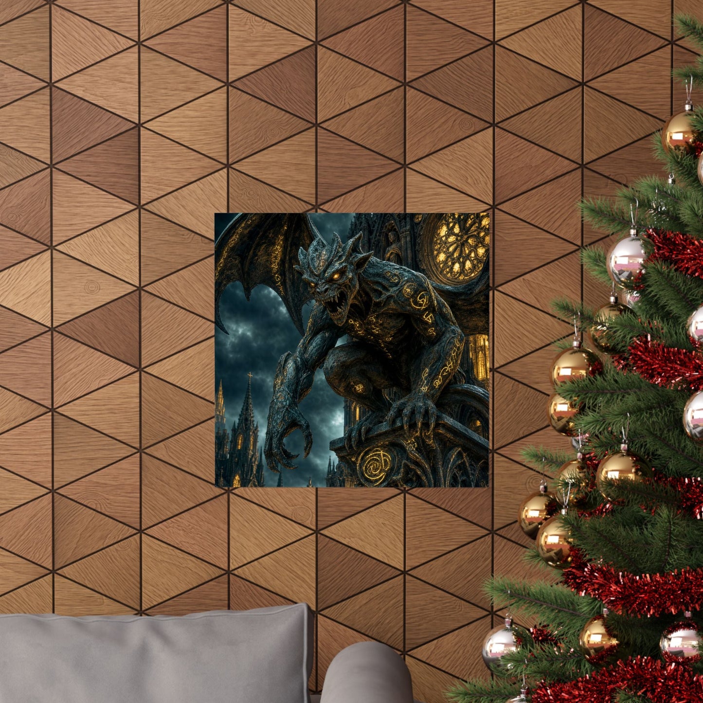 Gargoyle Come To Life On Cathedral - Dark Fantasy Art Print (Matte Poster) - Moikas