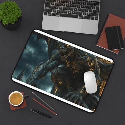 Gargoyle Come To Life On Cathedral - Dark Fantasy Gaming Desk Mat - Moikas