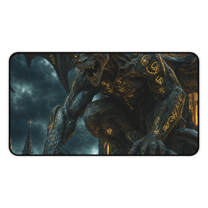 Gargoyle Come To Life On Cathedral - Dark Fantasy Gaming Desk Mat - Moikas