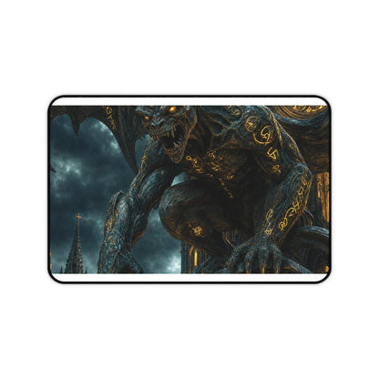 Gargoyle Come To Life On Cathedral - Dark Fantasy Gaming Desk Mat - Moikas