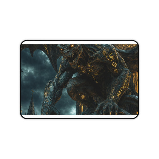 Gargoyle Come To Life On Cathedral - Dark Fantasy Gaming Desk Mat - Moikas