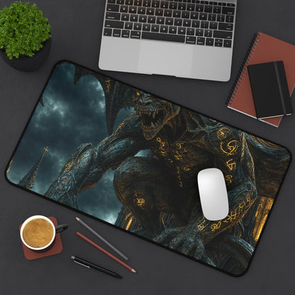 Gargoyle Come To Life On Cathedral - Dark Fantasy Gaming Desk Mat - Moikas