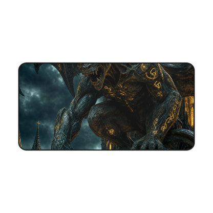 Gargoyle Come To Life On Cathedral - Dark Fantasy Gaming Desk Mat - Moikas