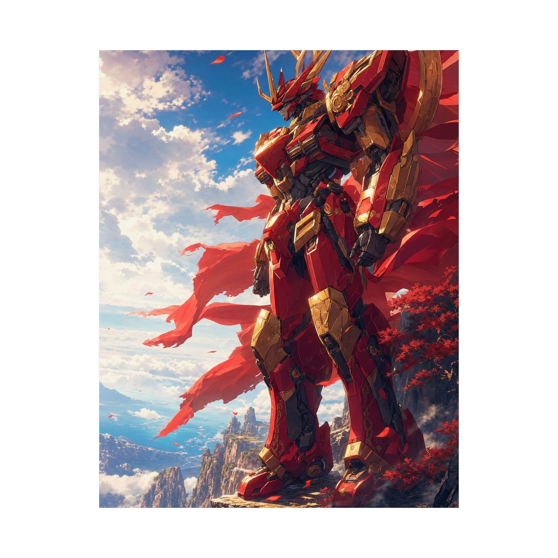 Giant Robot On Cliffside - Anime Manga Art Print (Matte Poster) - Moikas