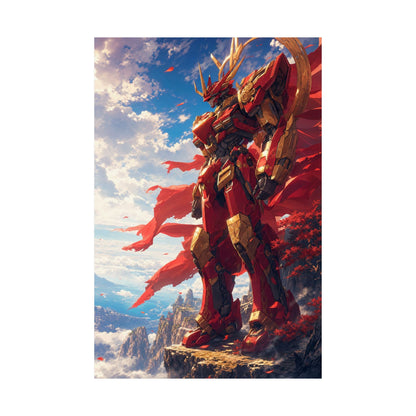 Giant Robot On Cliffside - Anime Manga Art Print (Matte Poster) - Moikas