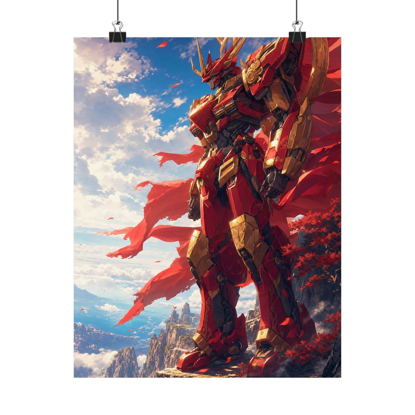 Giant Robot On Cliffside - Anime Manga Art Print (Matte Poster) - Moikas