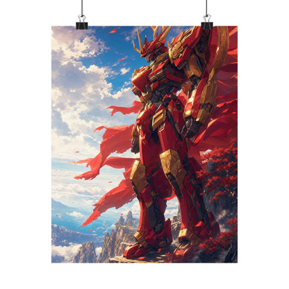 Giant Robot On Cliffside - Anime Manga Art Print (Matte Poster) - Moikas