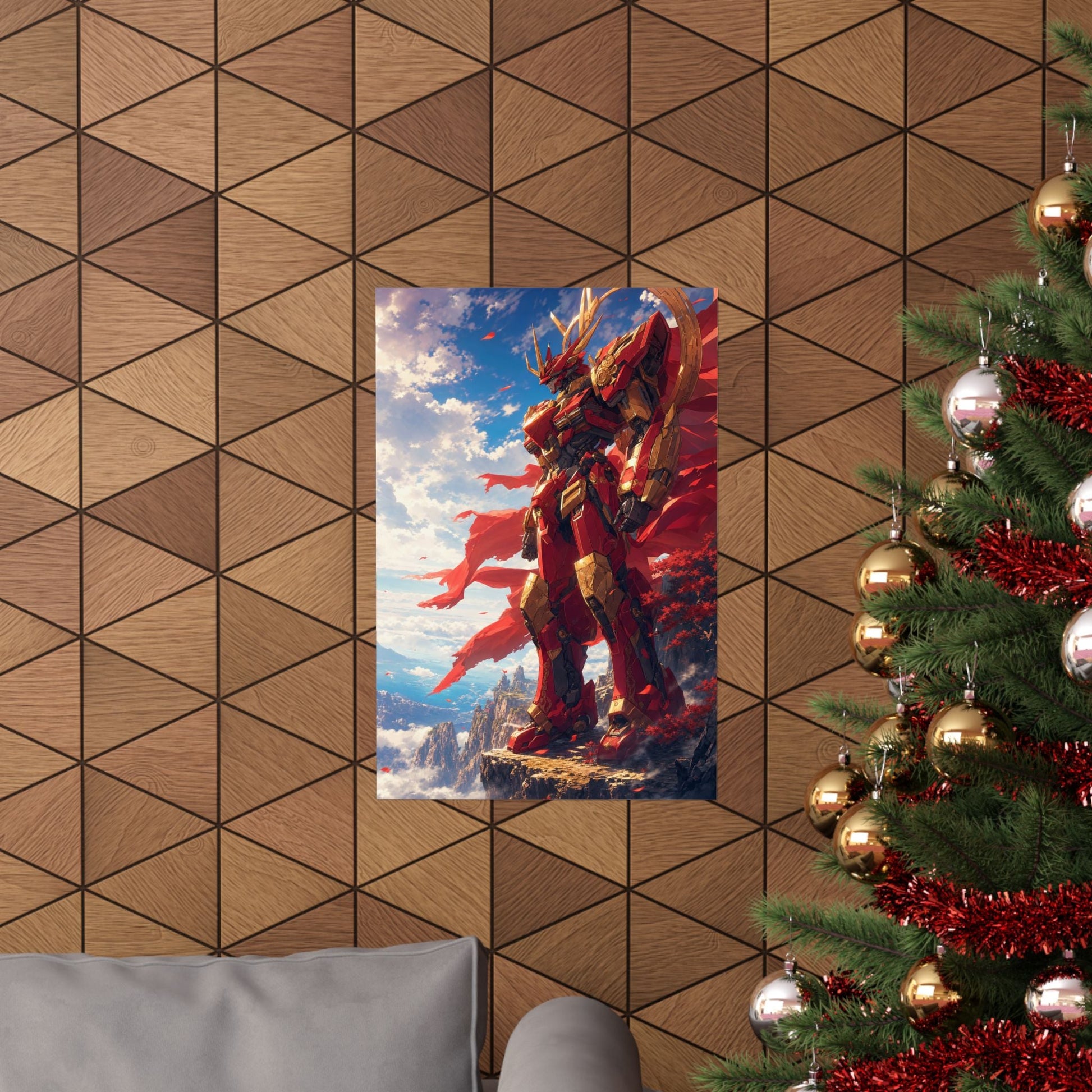 Giant Robot On Cliffside - Anime Manga Art Print (Matte Poster) - Moikas