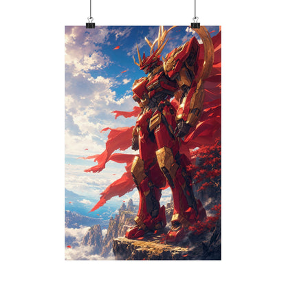 Giant Robot On Cliffside - Anime Manga Art Print (Matte Poster) - Moikas