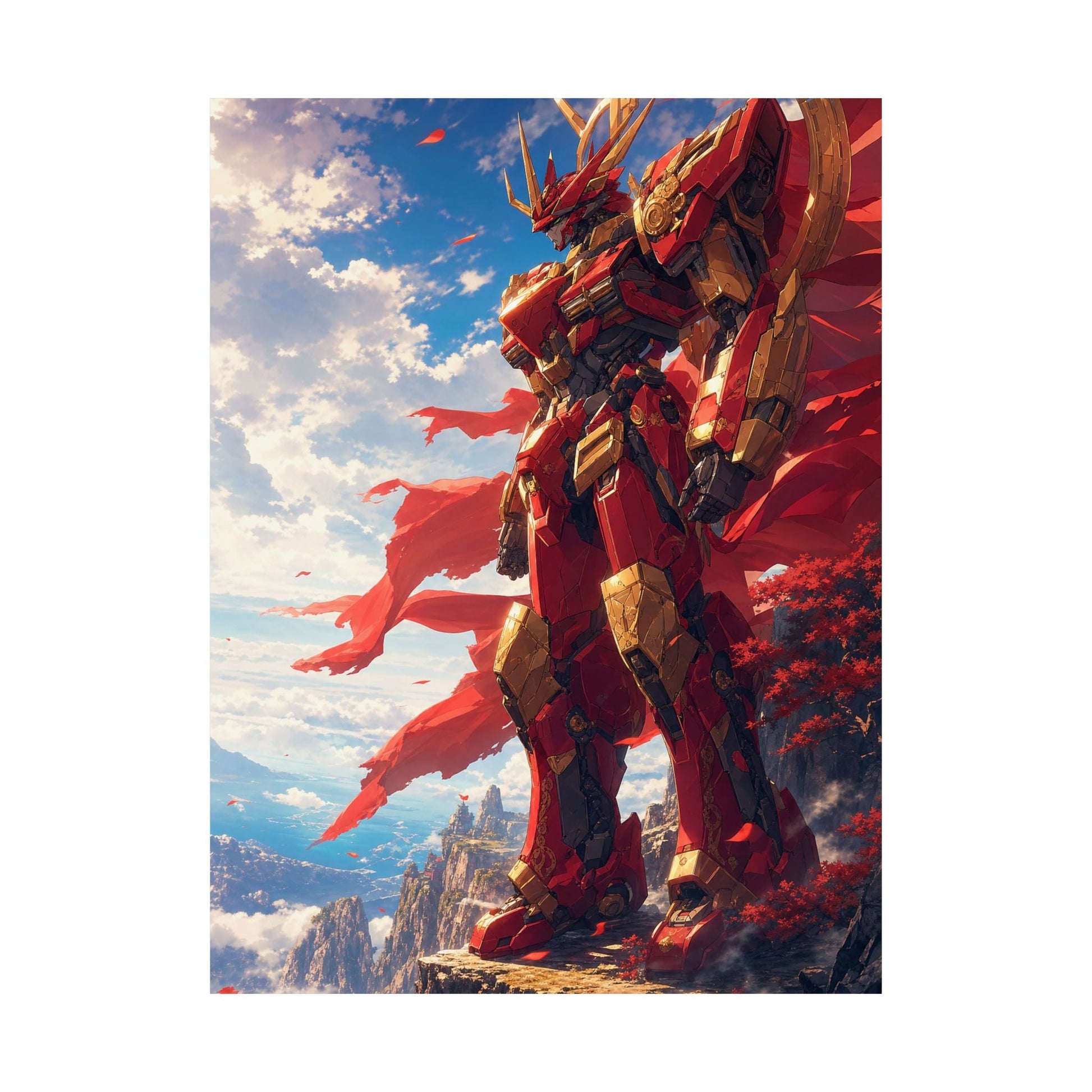 Giant Robot On Cliffside - Anime Manga Art Print (Matte Poster) - Moikas