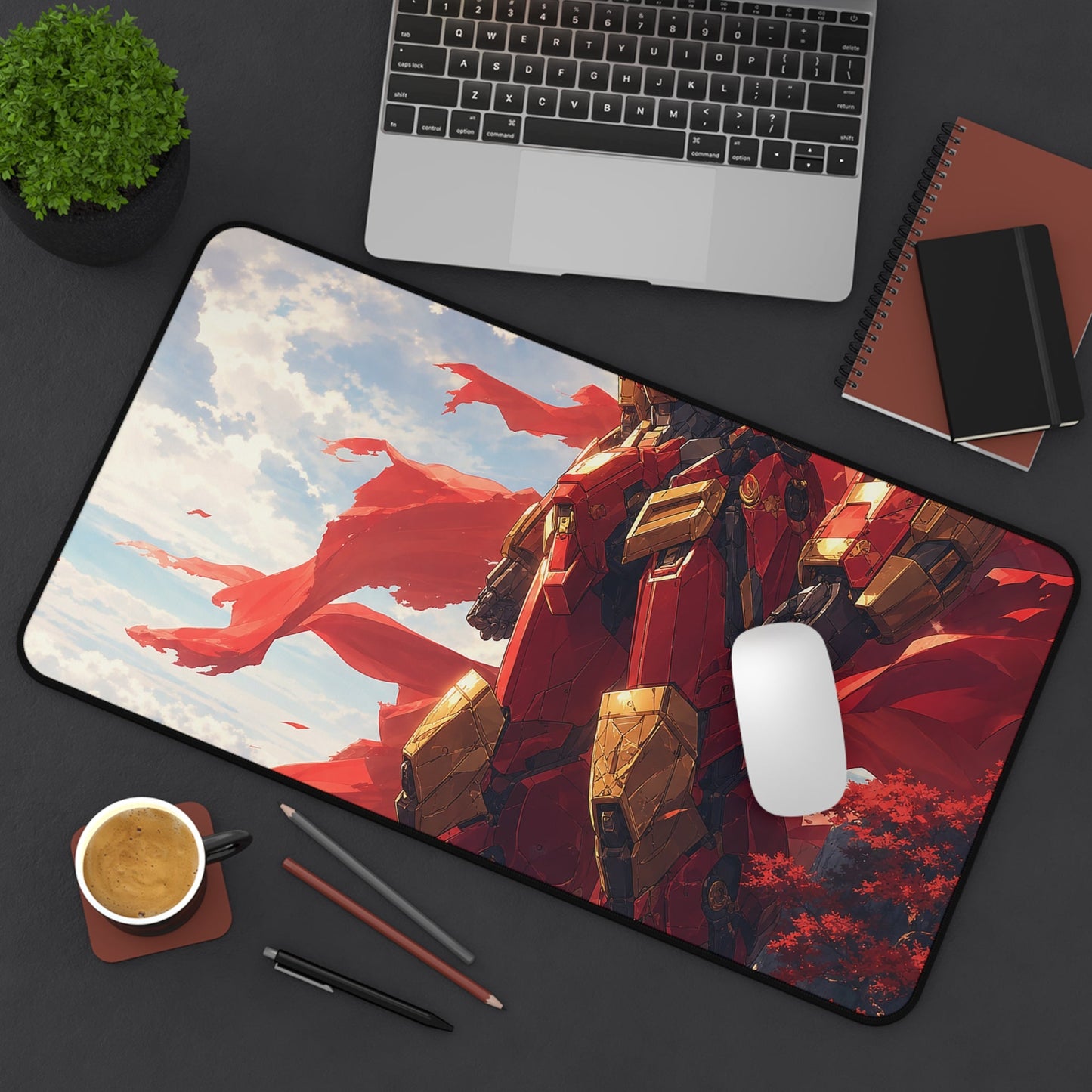 Giant Robot On Cliffside - Anime Manga Gaming Desk Mat - Moikas