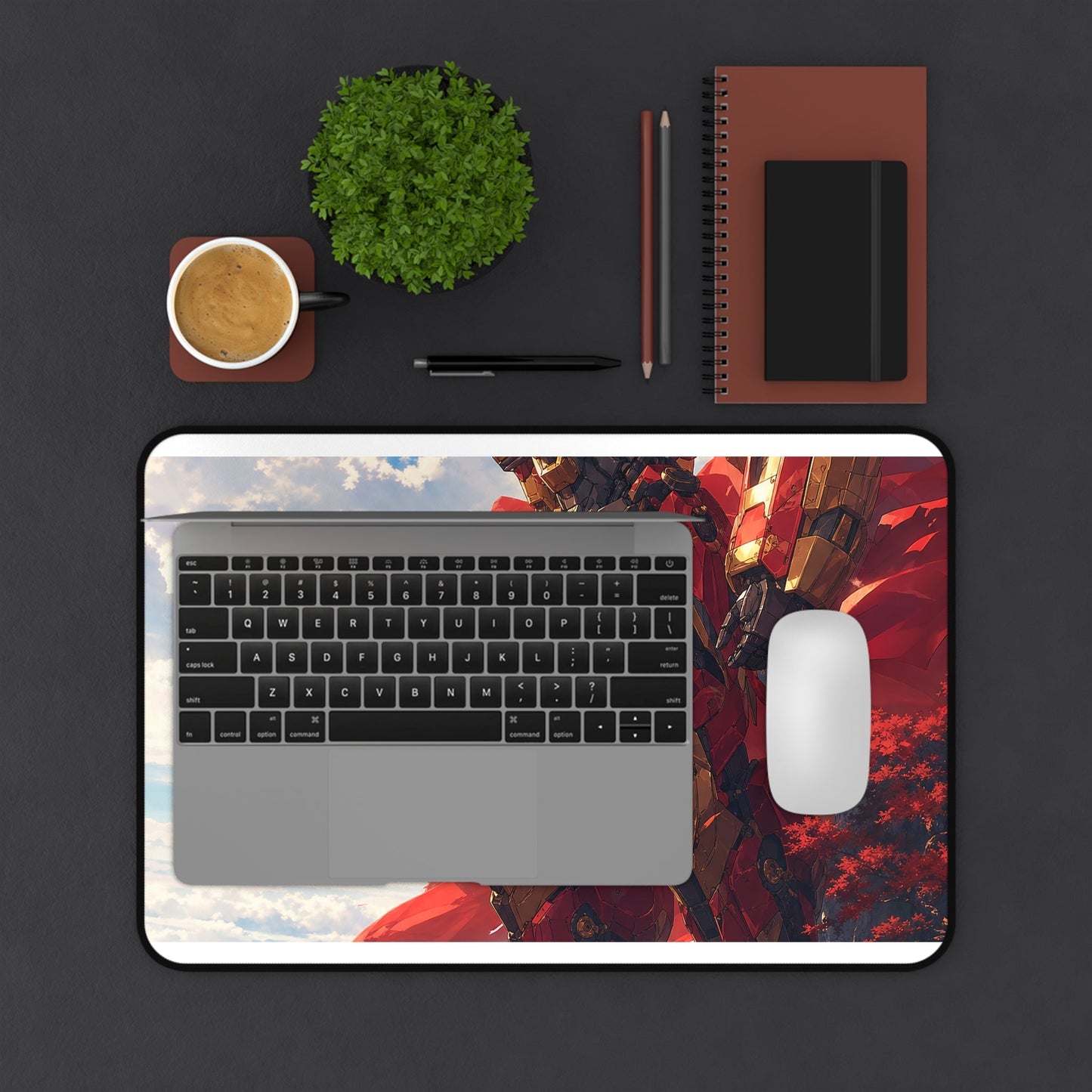 Giant Robot On Cliffside - Anime Manga Gaming Desk Mat - Moikas
