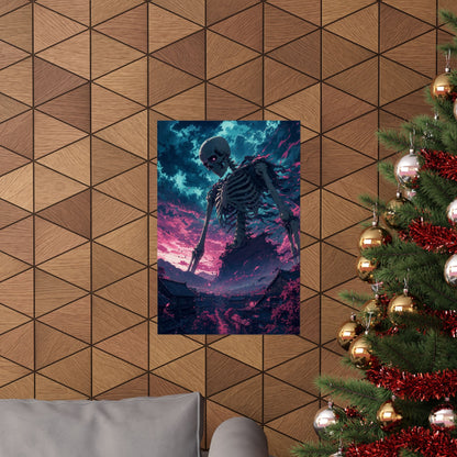 Giant Skeleton Looming Over Village - Anime Manga Art Print (Matte Poster) - Moikas
