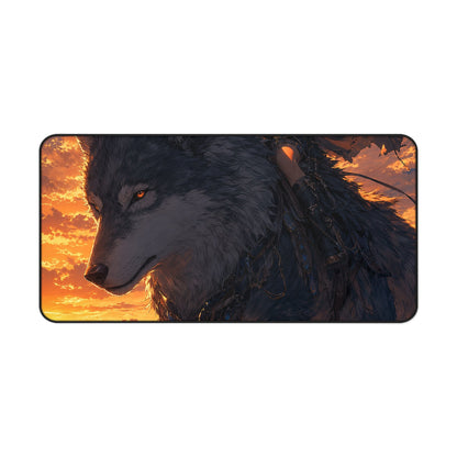 Girl Riding Giant Wolf - Anime Manga Gaming Desk Mat - Moikas