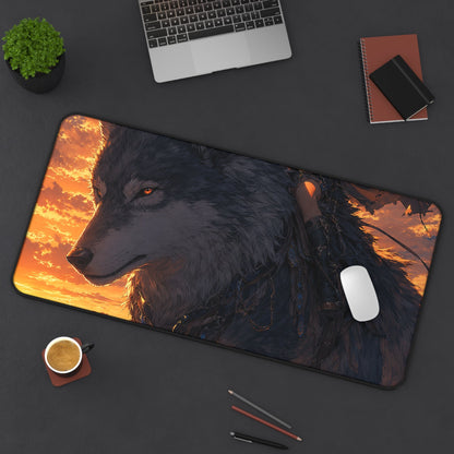 Girl Riding Giant Wolf - Anime Manga Gaming Desk Mat - Moikas