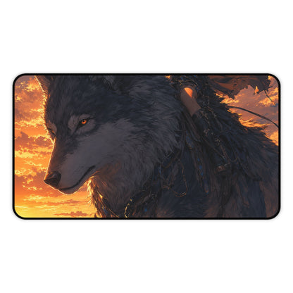 Girl Riding Giant Wolf - Anime Manga Gaming Desk Mat - Moikas
