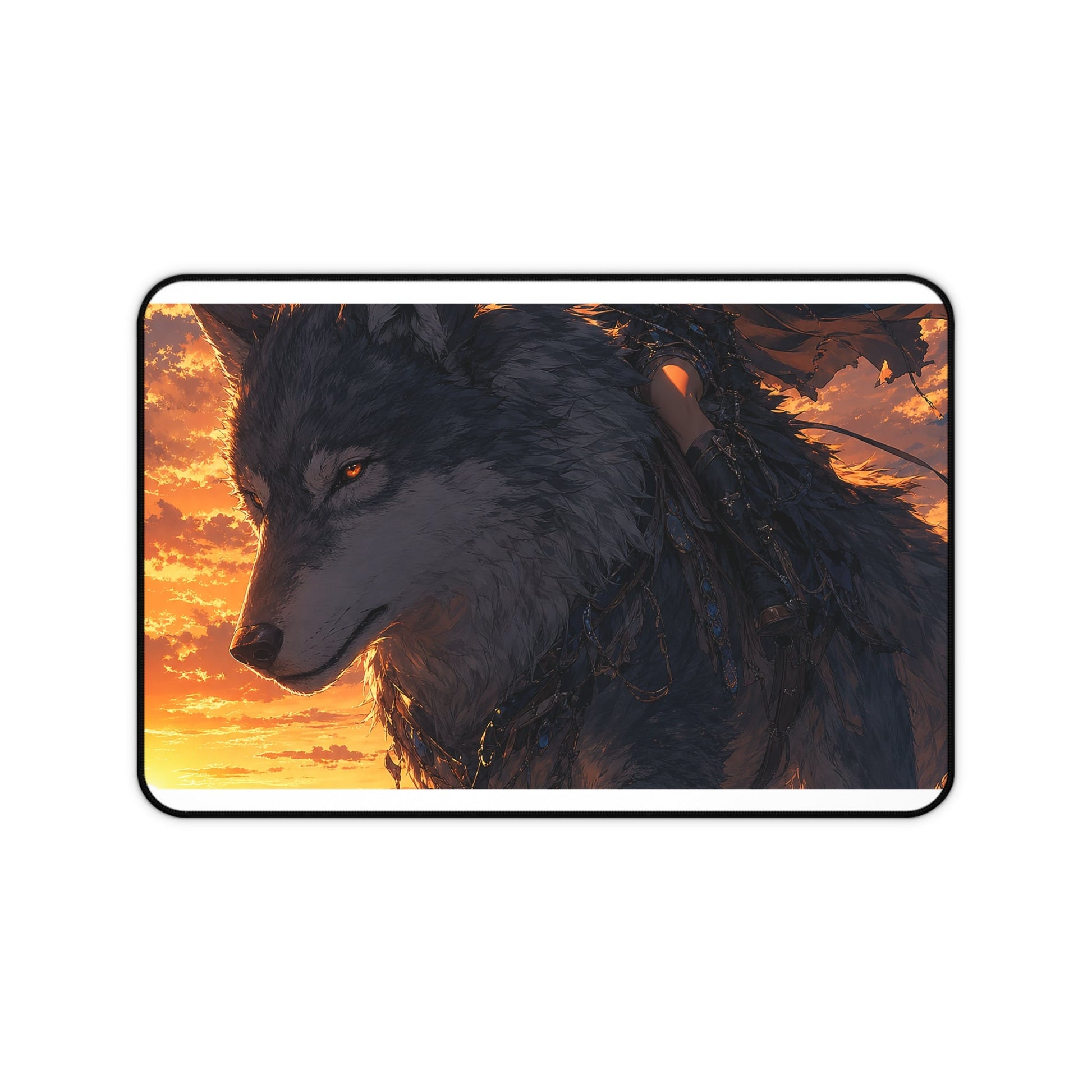 Girl Riding Giant Wolf - Anime Manga Gaming Desk Mat - Moikas