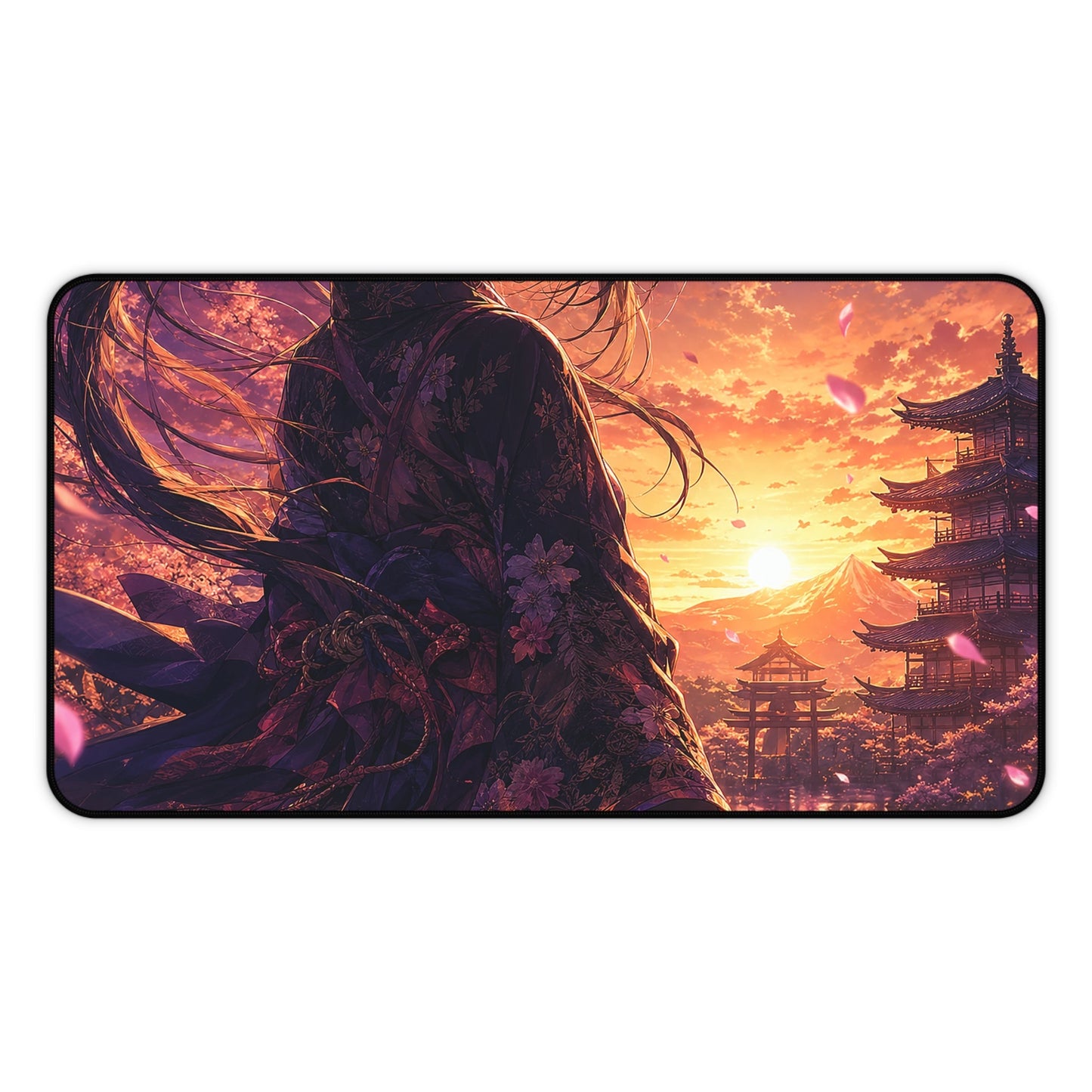 Girl With Katanin Moonlight - Anime Manga Gaming Desk Mat - Moikas