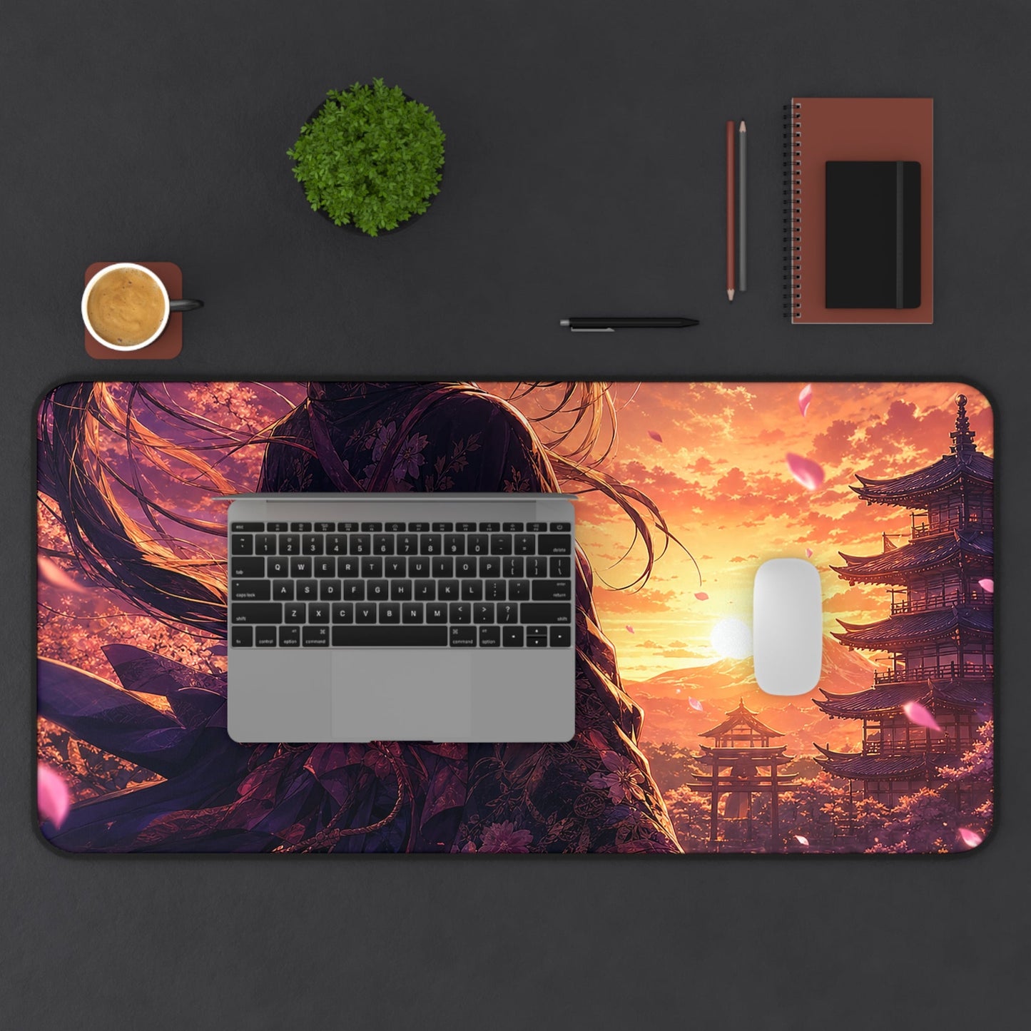 Girl With Katanin Moonlight - Anime Manga Gaming Desk Mat - Moikas