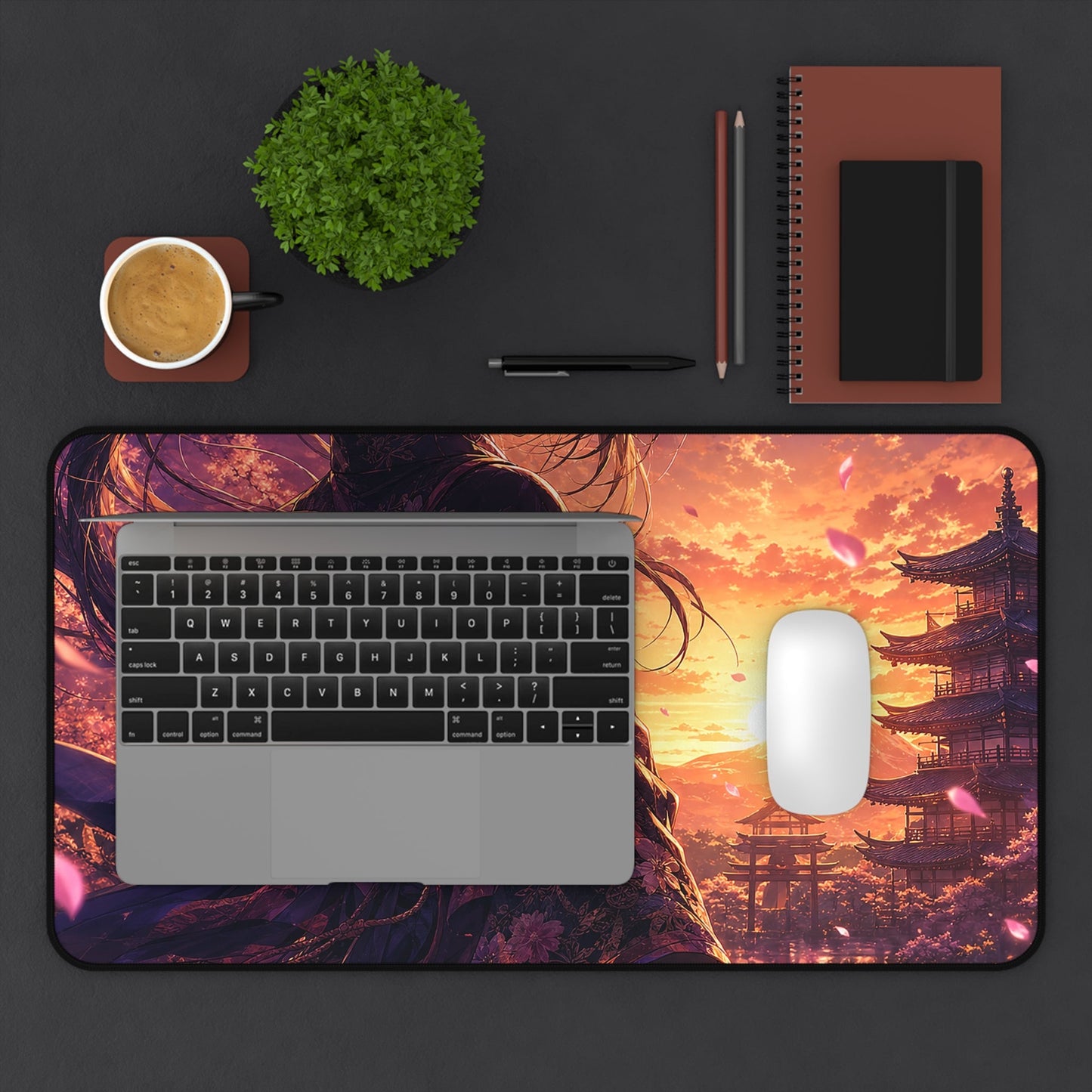 Girl With Katanin Moonlight - Anime Manga Gaming Desk Mat - Moikas