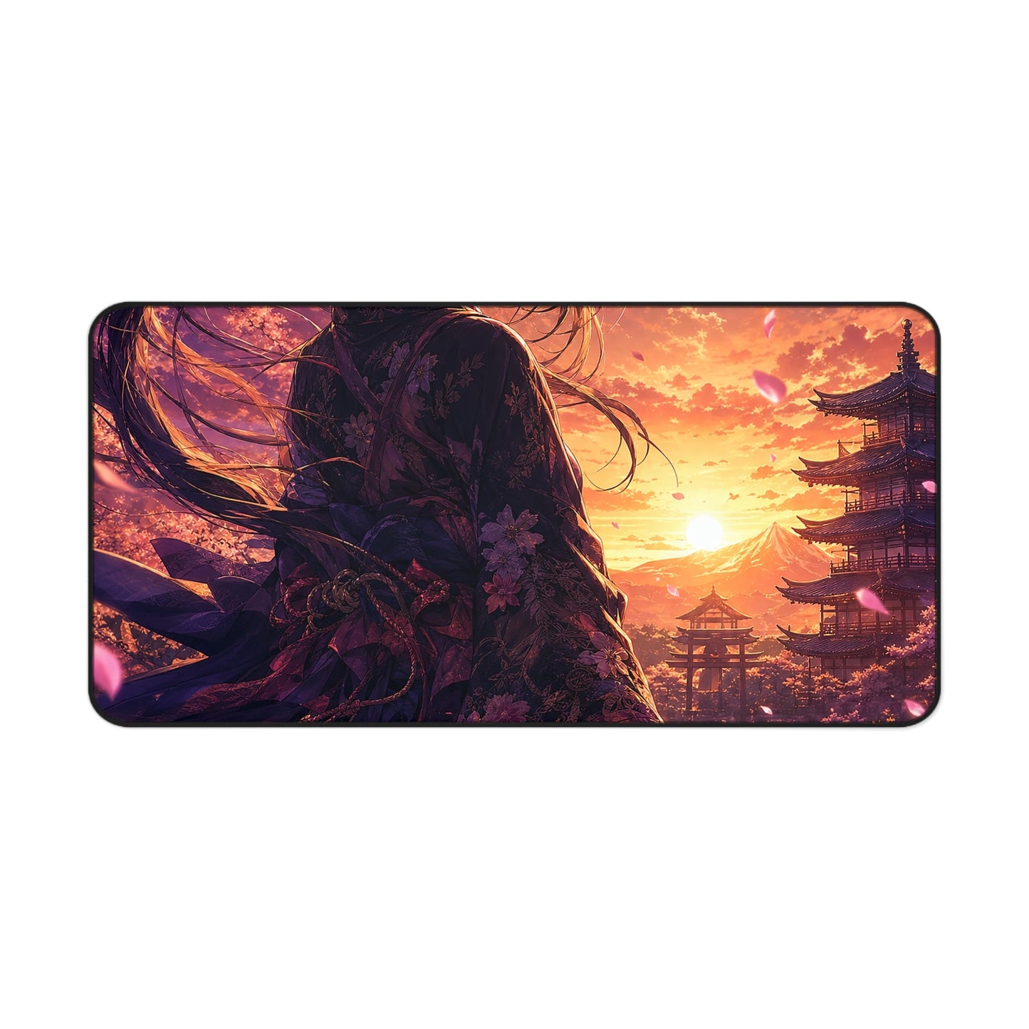 Girl With Katanin Moonlight - Anime Manga Gaming Desk Mat - Moikas