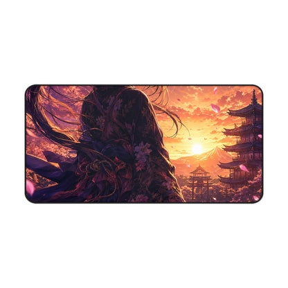 Girl With Katanin Moonlight - Anime Manga Gaming Desk Mat - Moikas
