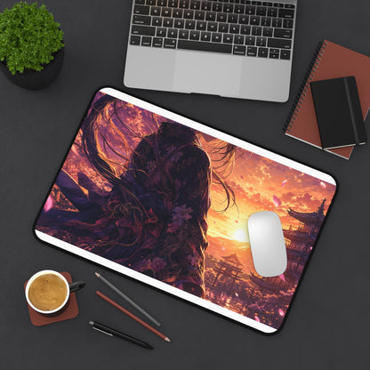Girl With Katanin Moonlight - Anime Manga Gaming Desk Mat - Moikas