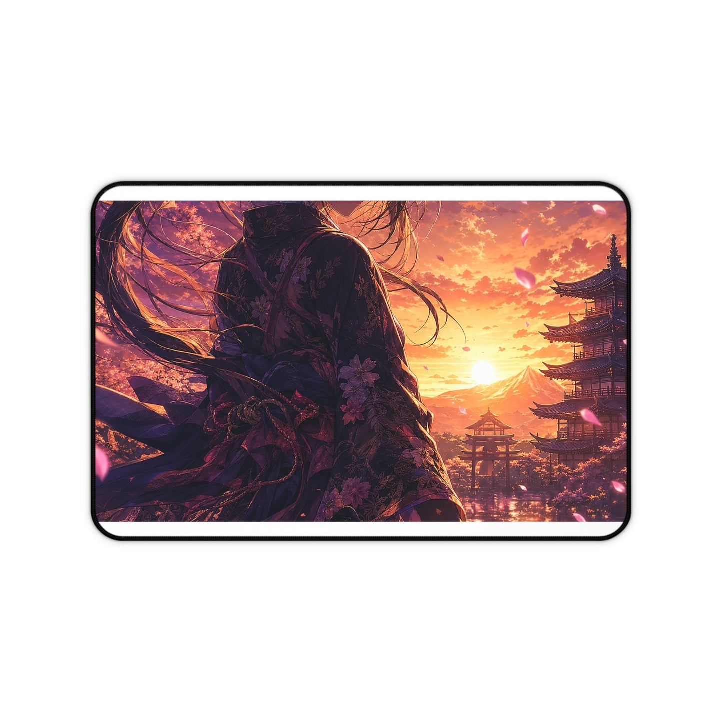Girl With Katanin Moonlight - Anime Manga Gaming Desk Mat - Moikas