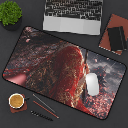 Girl With Umbrellin Rain - Anime Manga Gaming Desk Mat - Moikas