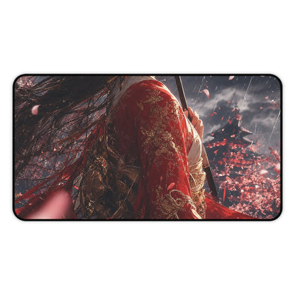 Girl With Umbrellin Rain - Anime Manga Gaming Desk Mat - Moikas