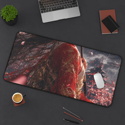 Girl With Umbrellin Rain - Anime Manga Gaming Desk Mat - Moikas