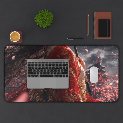 Girl With Umbrellin Rain - Anime Manga Gaming Desk Mat - Moikas