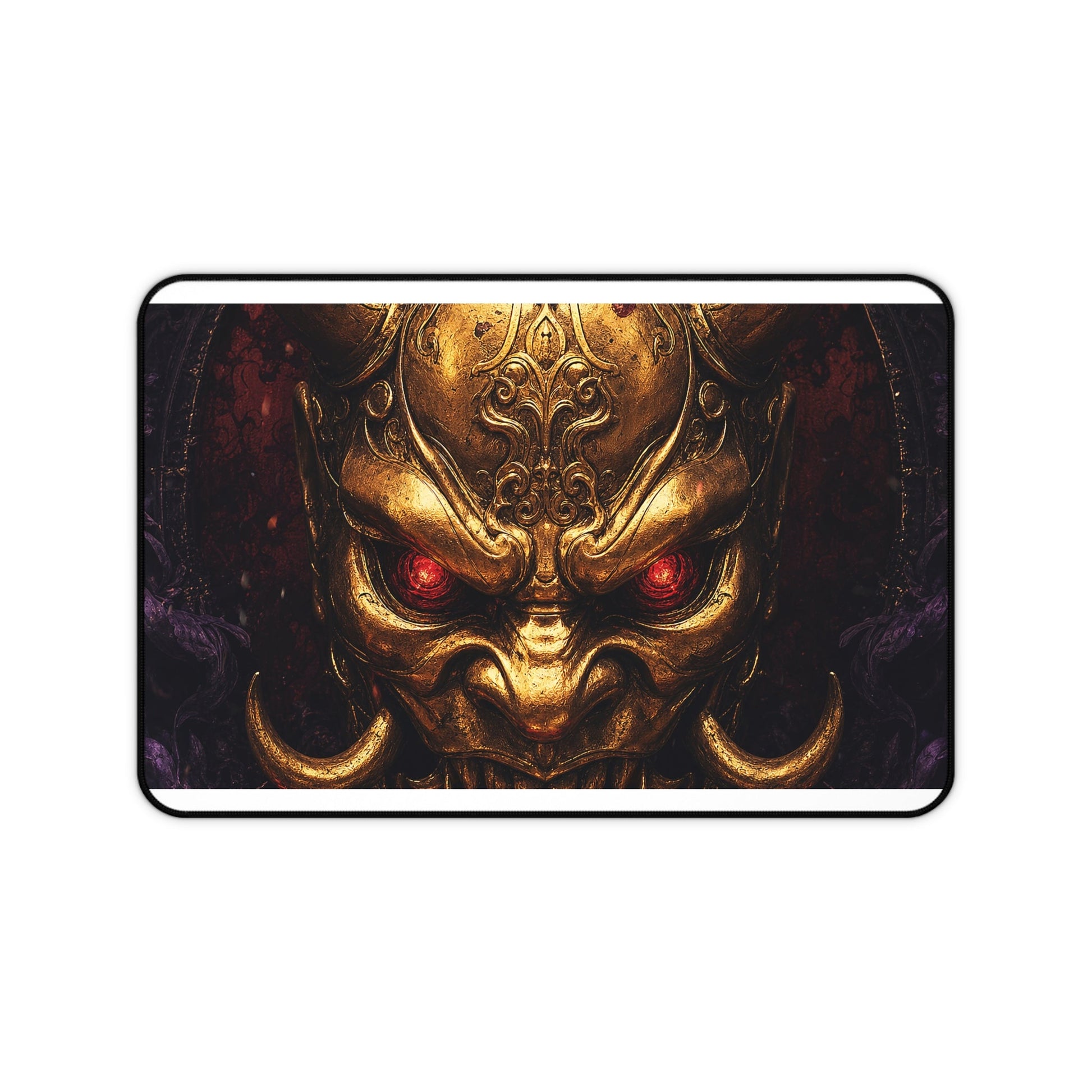 Golden Oni Mask With Ruby Eyes - Sudoni Brand Gaming Desk Mat - Moikas