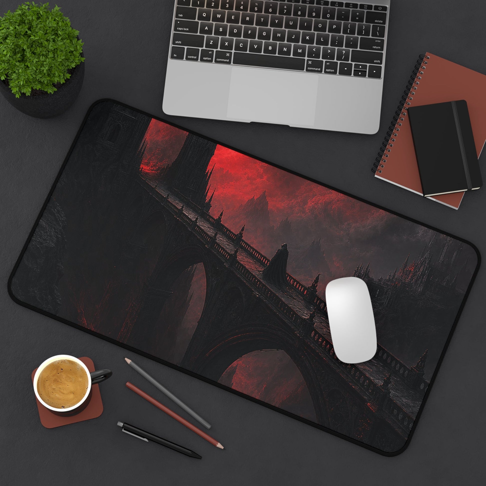 Gothic Bridge Over Void - Dark Fantasy Gaming Desk Mat - Moikas