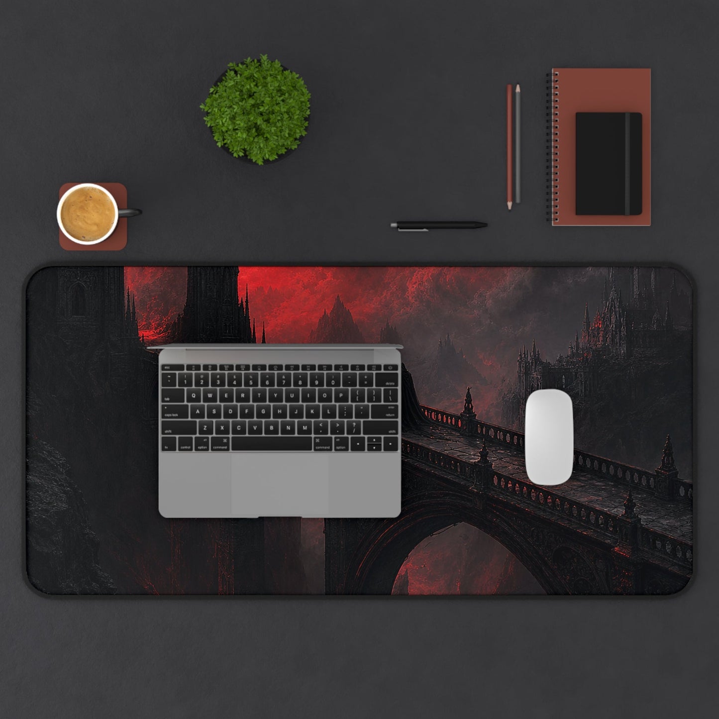 Gothic Bridge Over Void - Dark Fantasy Gaming Desk Mat - Moikas