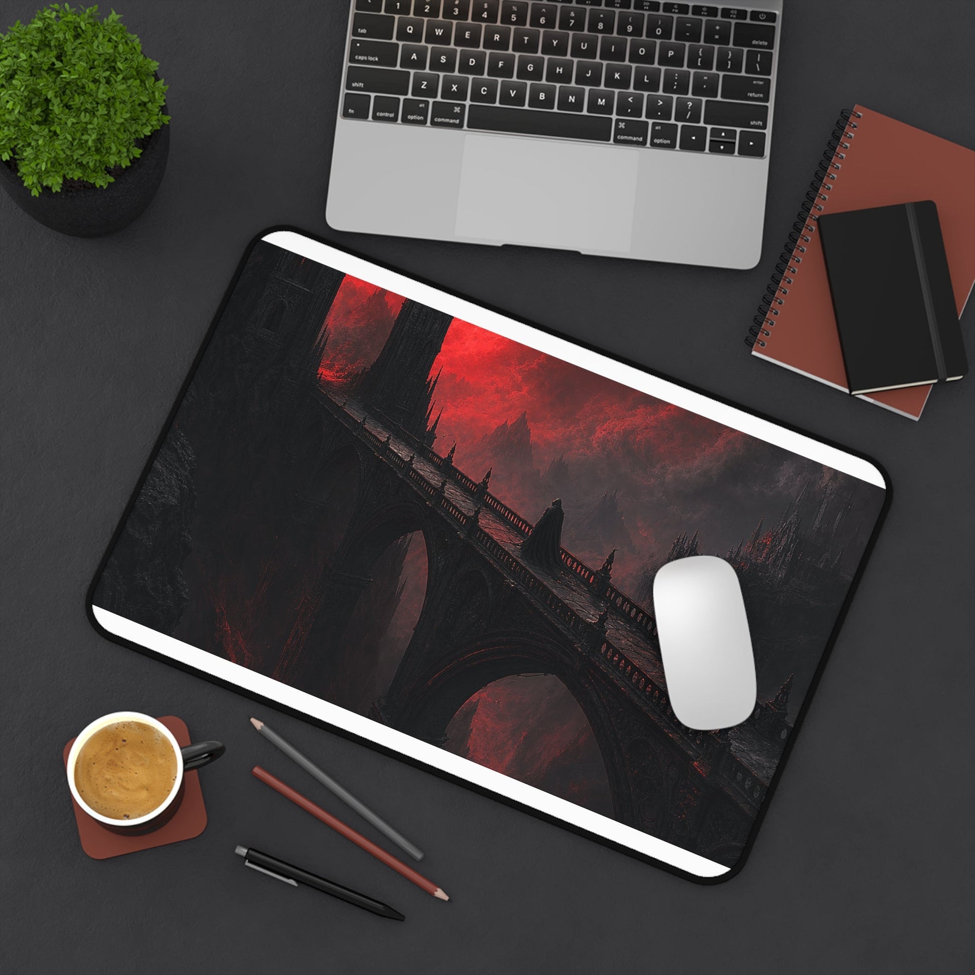 Gothic Bridge Over Void - Dark Fantasy Gaming Desk Mat - Moikas